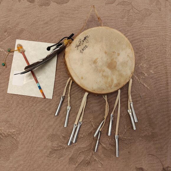 Mimbres Pottery Inspired Painted Drum, New With Tags - Picture 2 of 7